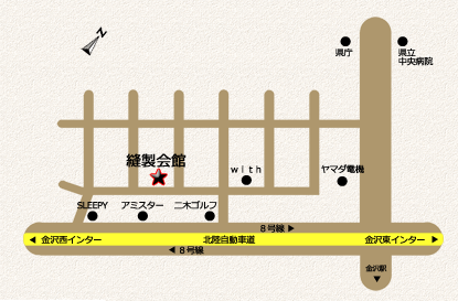 石川県縫製協会の案内図です